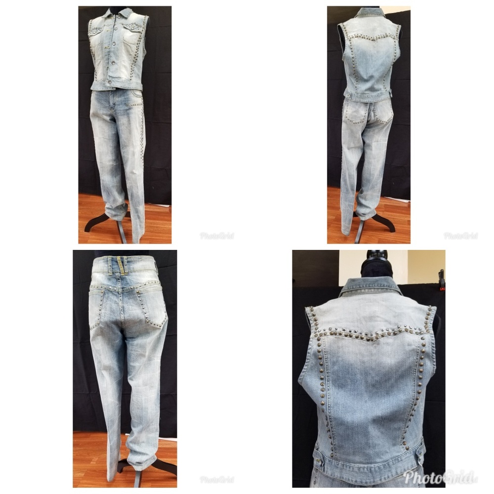 Embellished Christian V LgJacket & Pant Set Sz 12